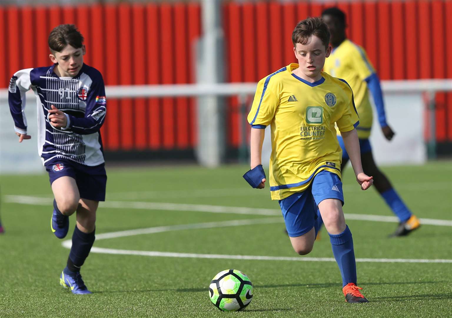 There were five goals shared between Danson Sports under-13s and Total Football Development under-13s (yellow). Picture: PSP Images (55560611)