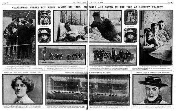 Daily Mirror spread on the Sheppey Boy Scouts' tragedy of 1912