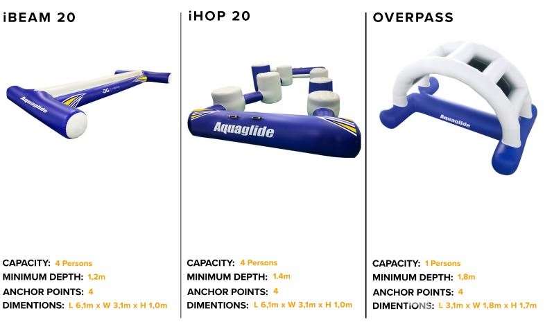 Some of the inflatable equipment that could be installed at the Aquapark at North Poulders Field. Picture AquaGlide
