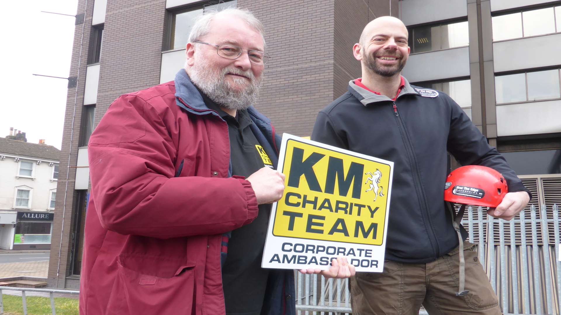 KM Charity Team trustee Stuart Smith with Barry Norton of Over The Edge Adventures, corporate ambassador for the charity.