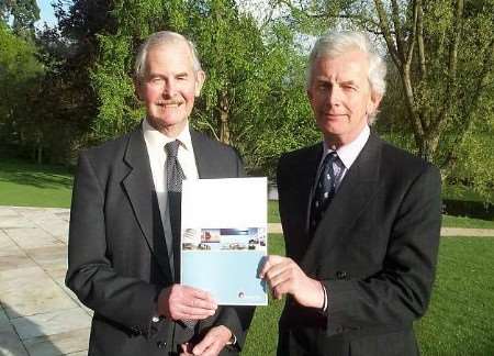 Sir Graeme Odgers (left) and Sir Sandy Bruce-Lockhart celebrate the publication of Locate in Kent's annual report.