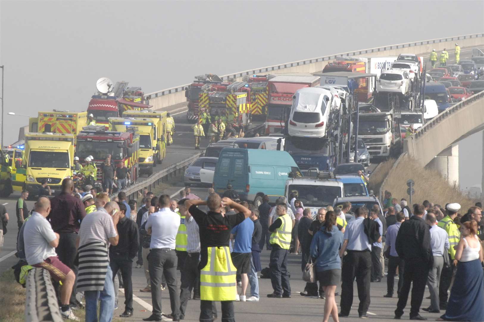 There were 130 vehicles involved in the crash on the Sheppey Crossing. Picture: Chris Davey