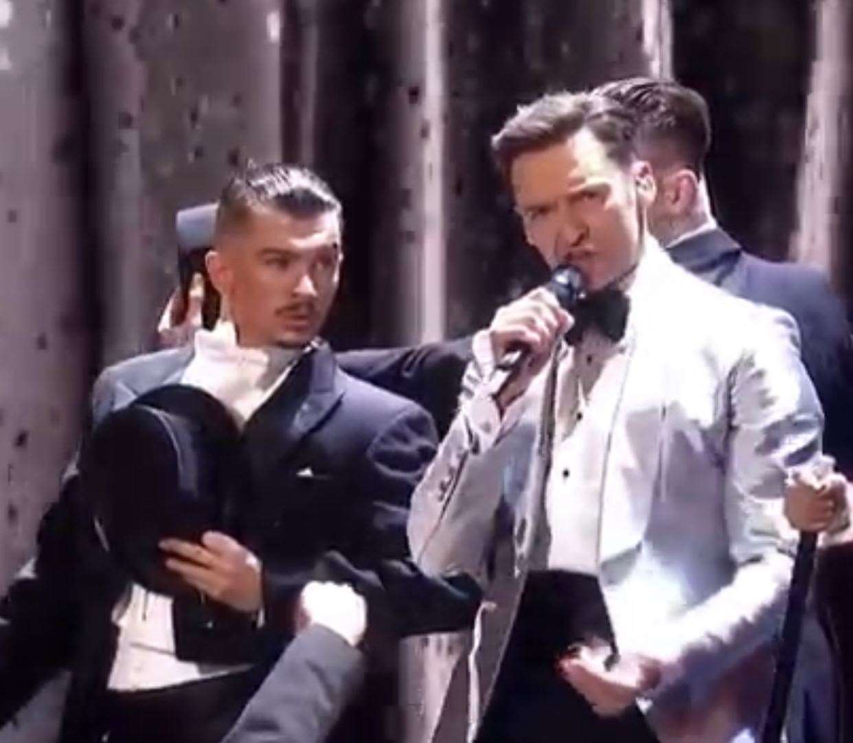 Billy performing alongside The Greatest Showman star Hugh Jackman at The Brit Awards