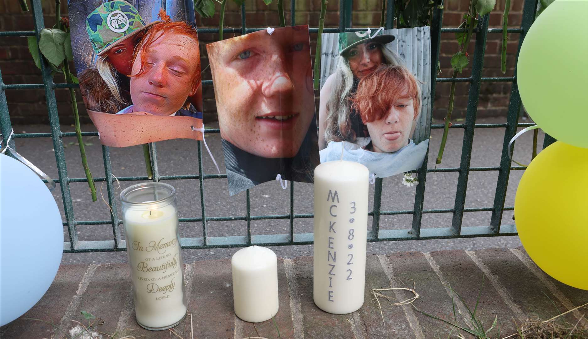Candles and pictures were placed near the fairground. Photo: UKNIP