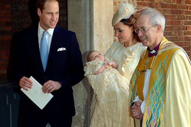 The Archbishop of Canterbury pictured with the Duke and Duchess of Cambridge at the christening of Prince George. Picture: John Stillwell/PA