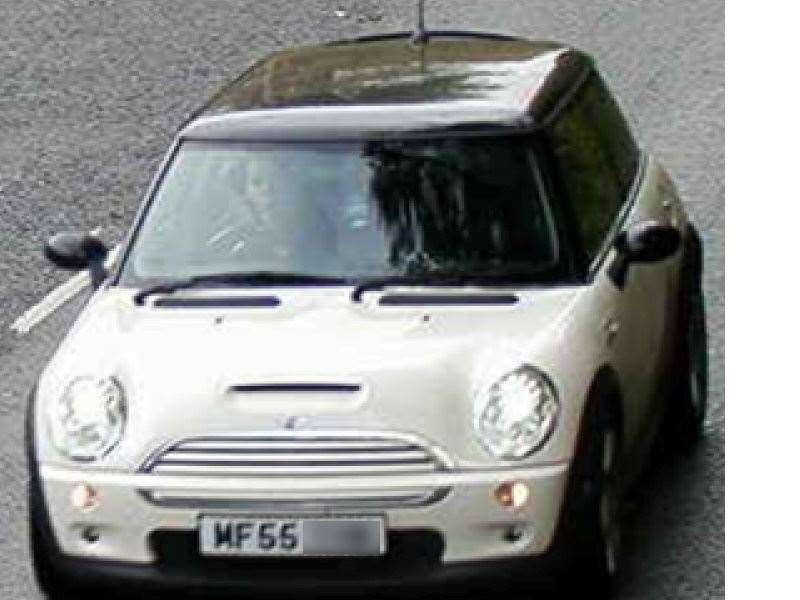 Police released this image of a white Mini Cooper in a bid to find missing woman Alexandra Morgan