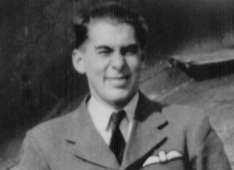Pilot Officer Kenneth Lee pictured beside his 501 Squadron Hawker Hurricane