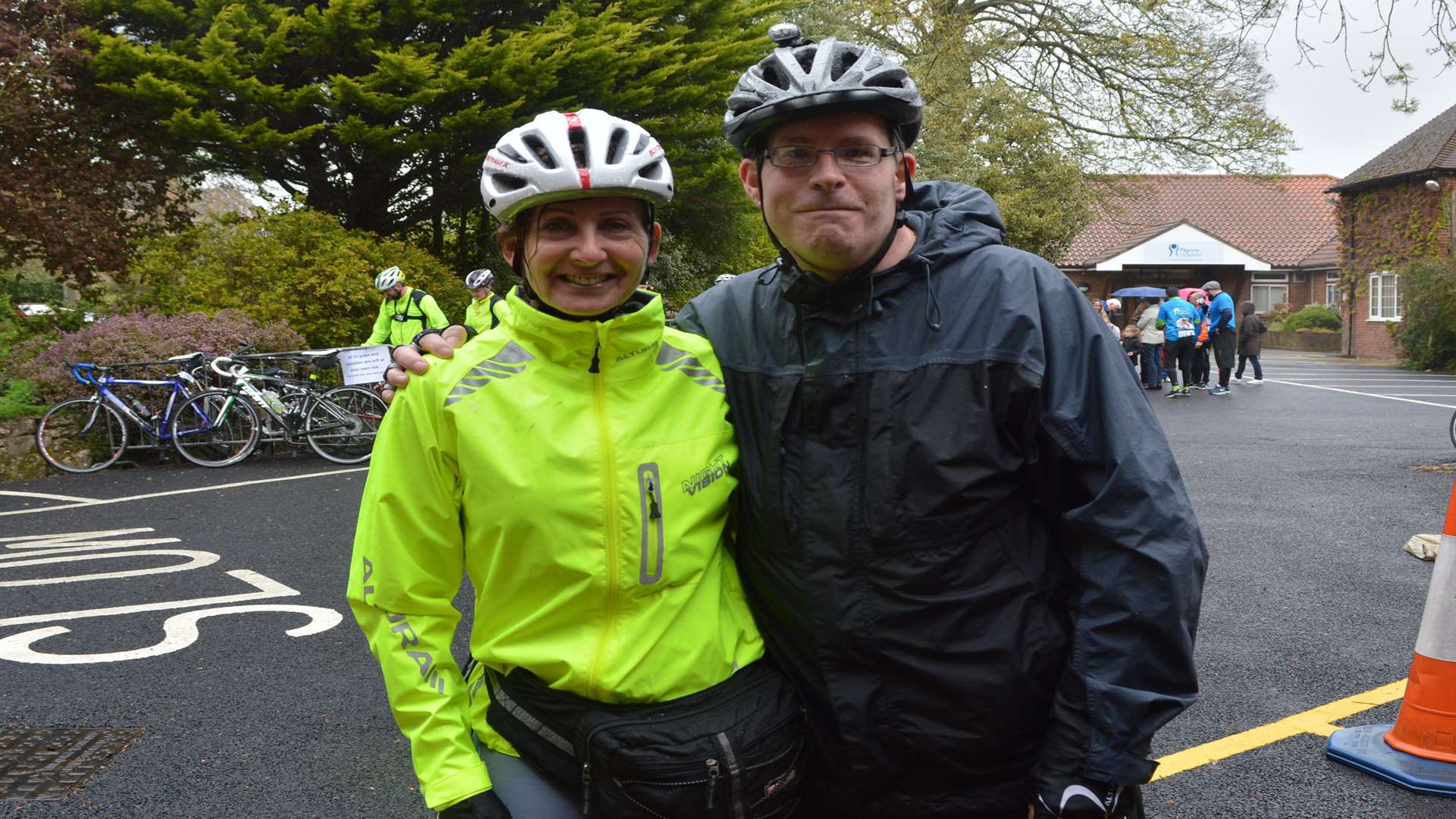 Debbie Jolly and Stephen Palmer before they set off from the Ashford hospice