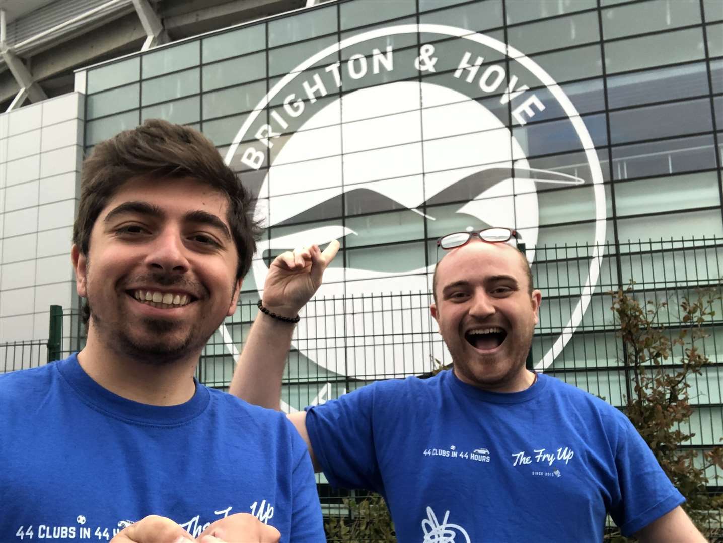 Matt Clewes (left) and Chris Milligan outside Brightobn and Hove Albion's ground