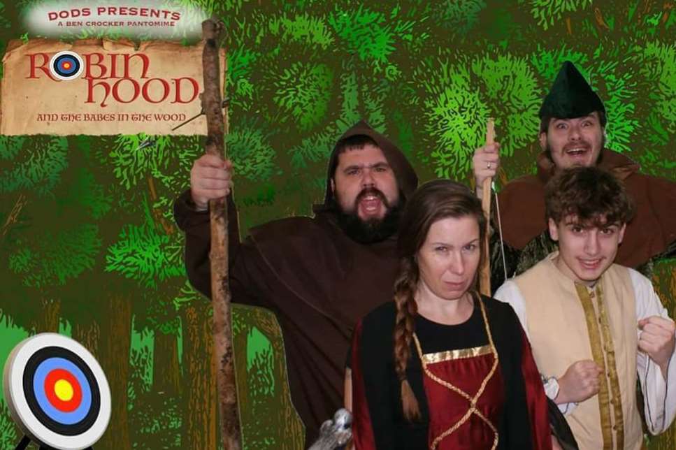 The pantomime Robin Hood and the Babes in the wood with characters Friar Tuck, Robin, Alan-a-Dale and Little Joan. Picture courtesy of Dover Operatic and Dramatic Society