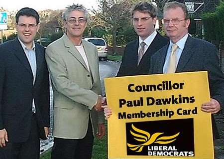 Cllr Paul Dawkins, second left, with his new colleagues, Antony Hook, Cllr Peter Lodge and Cllr Clive Meredith