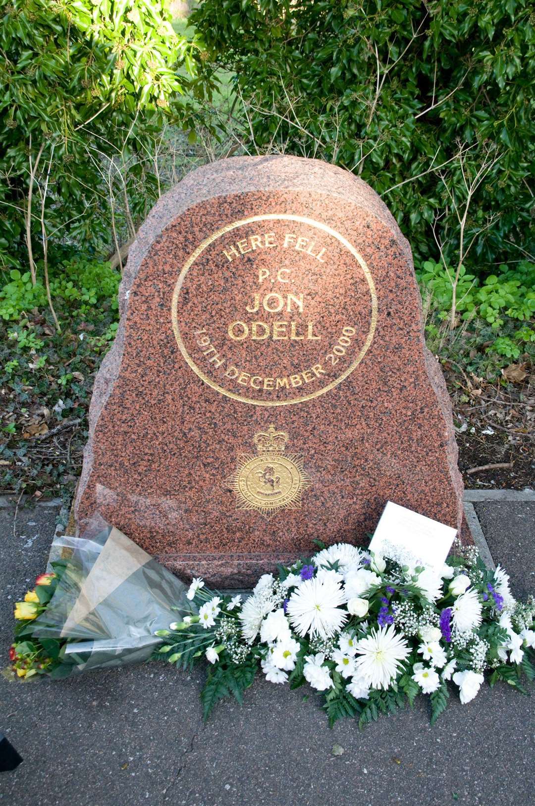 The roadside memorial in Margate for PC Jon Odell