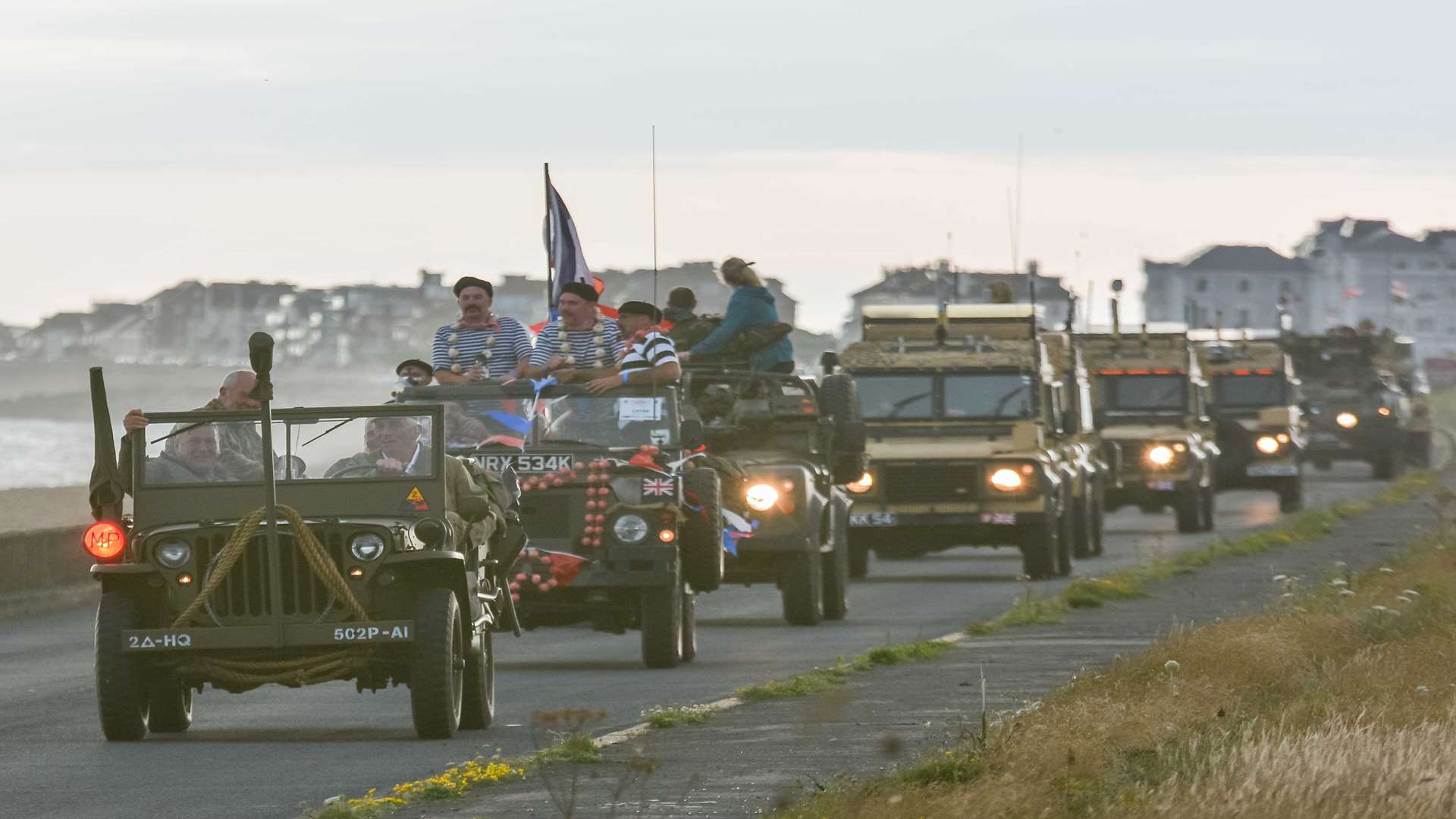 Vehicles on their way to the War and Peace Revival