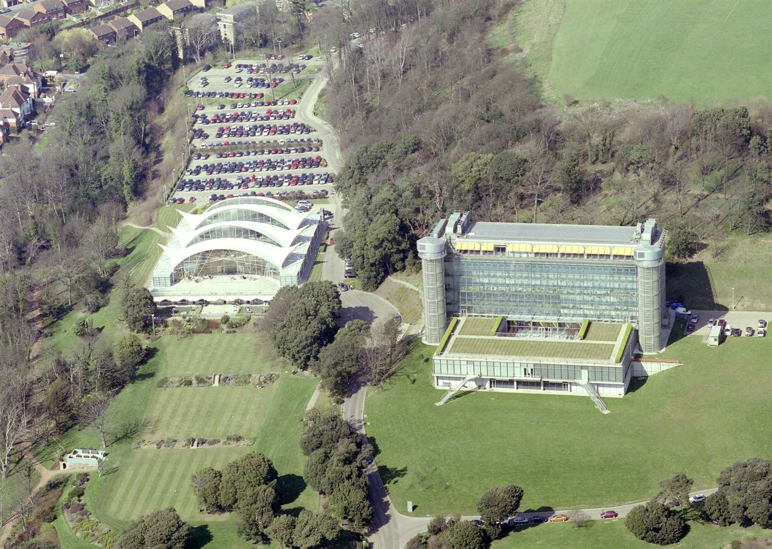 Saga's headquarters at Enbrook Park seen from the skies over Sandgate. Picture: Denny Rowland
