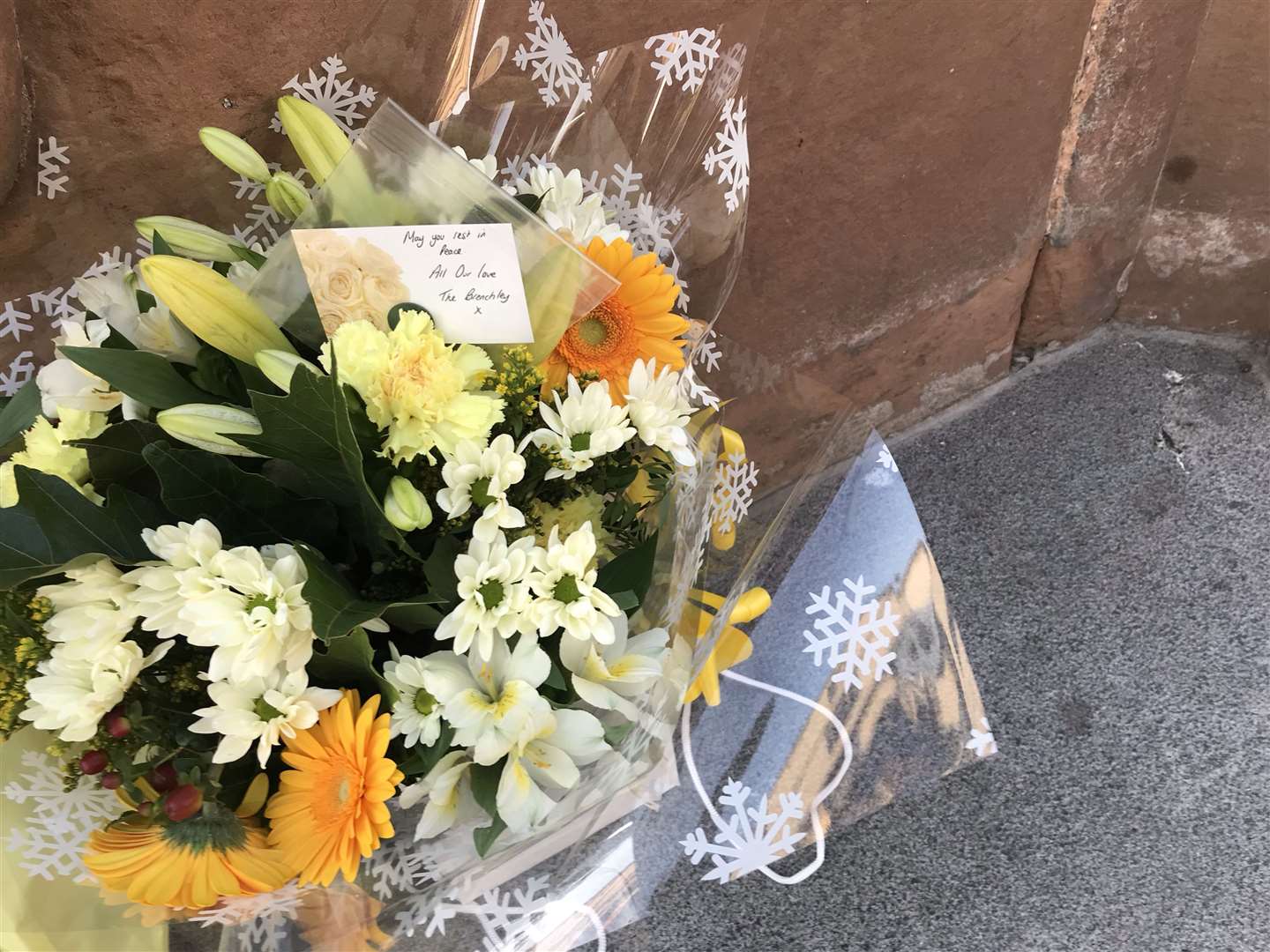 Flowers in memory of Andre Bent have been left by staff from The Brenchley (15807271)