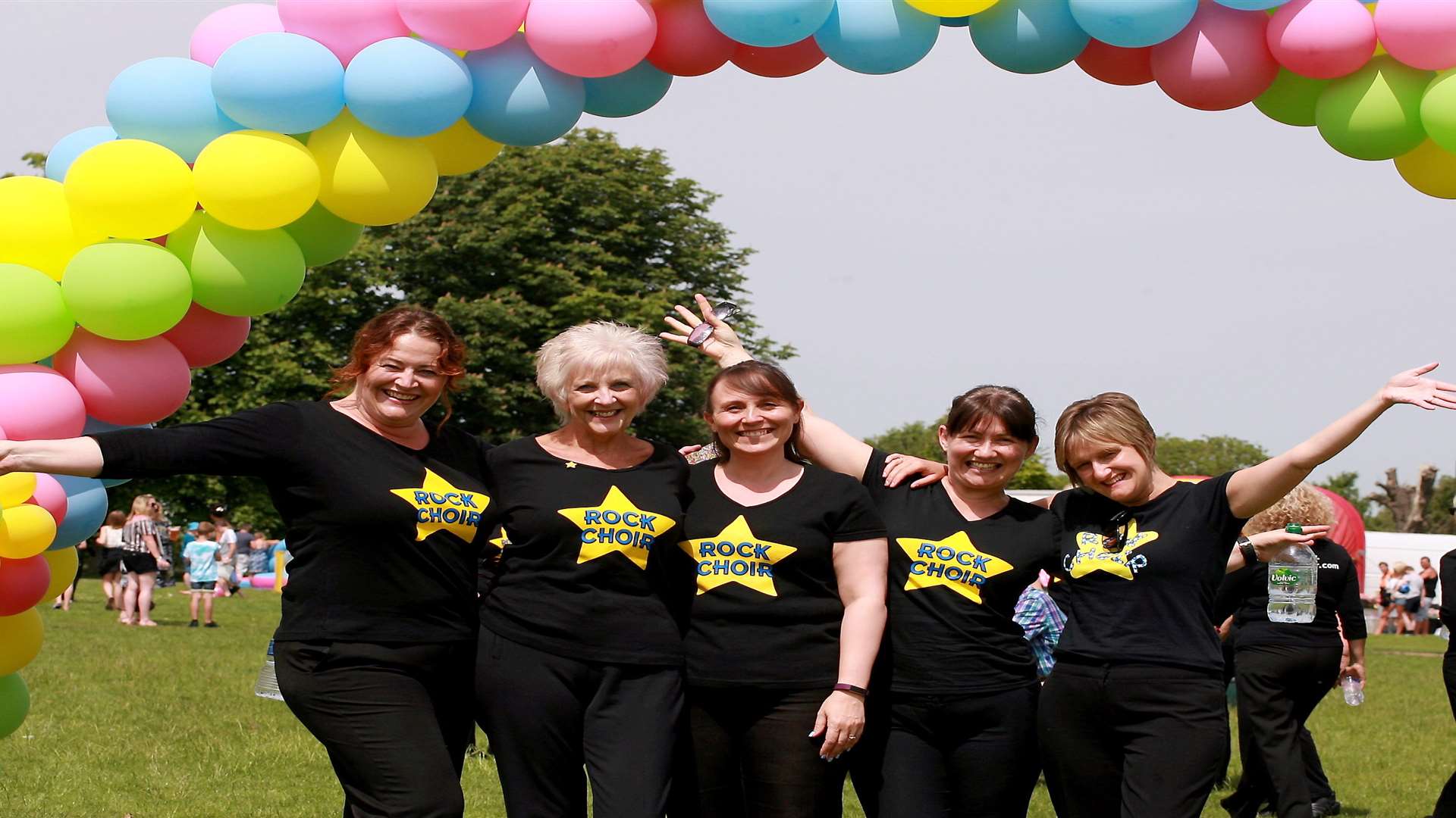 Left to right: Alison Ashford-Smith, Jane Avron-Cotton, Kirsty Slater, Sarah Gandon and Susanna Evans from the Rock Choir who performed at the funday