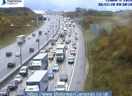 Traffic approaching the Dartford Crossing on the M25 Picture: Highways England