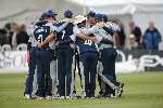 Kent players celebrate their victory over Middlesex.
