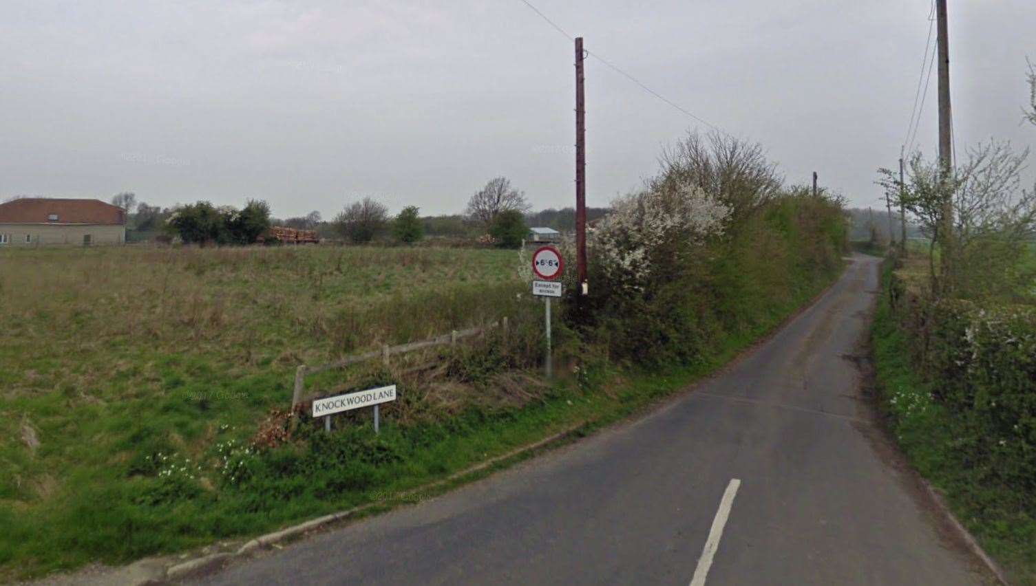 The fire occurred at a barn in Knockwood Lane, in Molash, Canterbury. Photo: Google maps