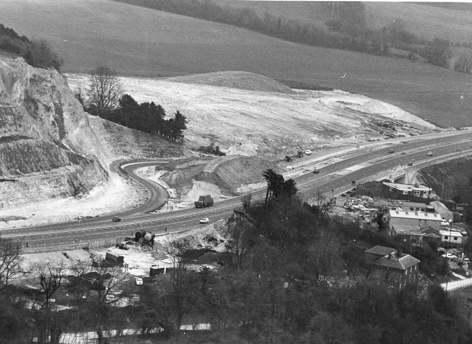 Construction work at Blue Bell Hill in 1972