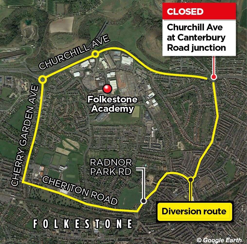 Graphic showing the planned closure and diversion route