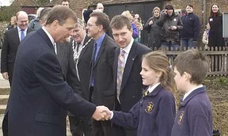 The Duke meets pupils of Pluckley Primary School. Picture: DAVE DOWNEY
