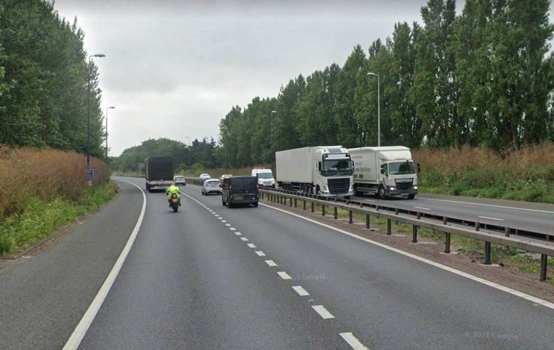 There are delays on the M2 coastbound following a crash between the Sittingbourne and Faversham junctions. Picture: Google