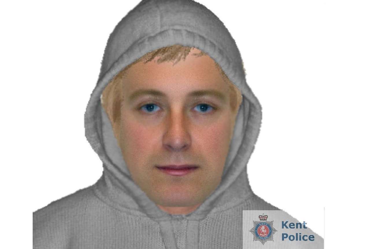 The suspect was wearing a grey tracksuit. Pic from Kent Police