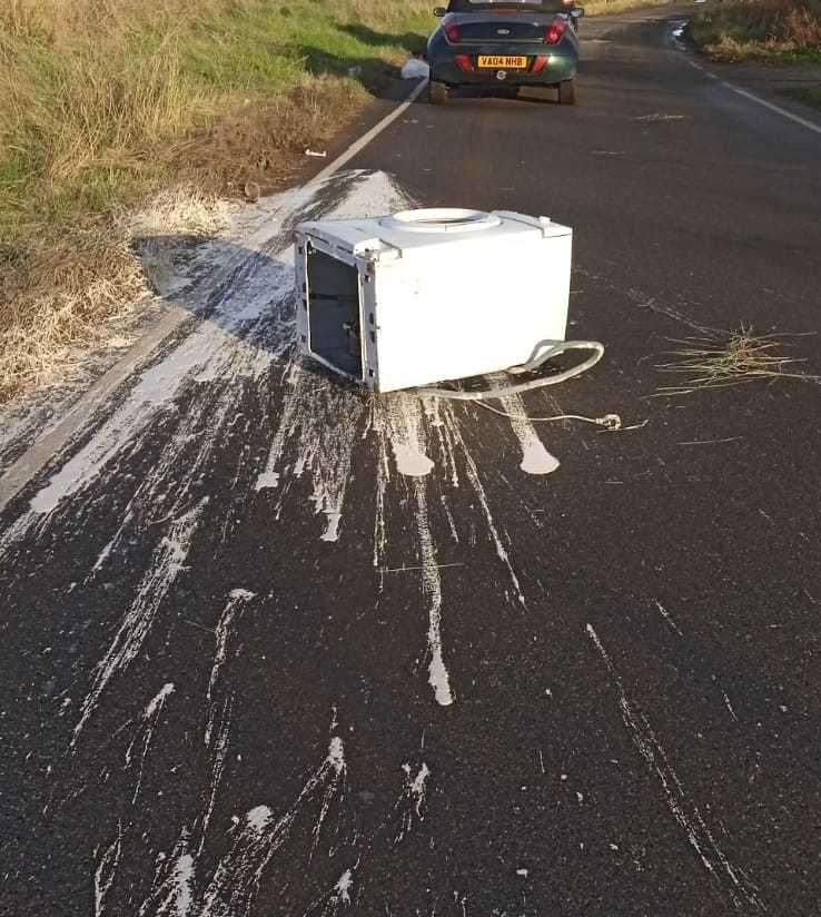 A washing machine fly-tipped in Raspberry Hill Lane, near Iwade. Picture: Anna Vaughan