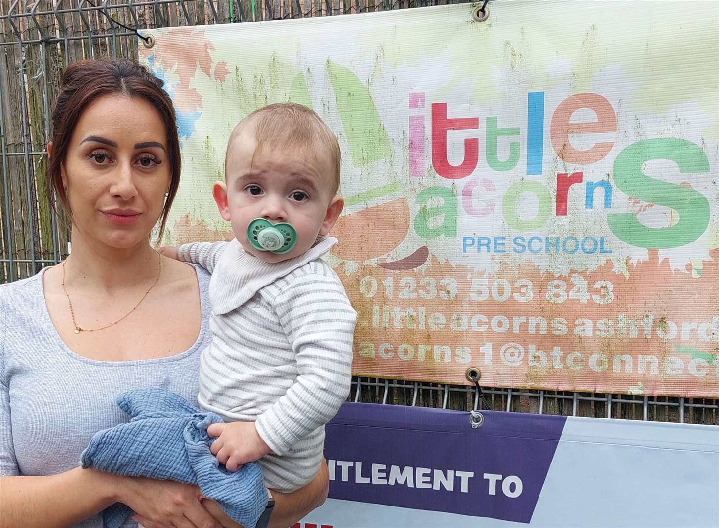 Mum Danielle Adey with 11-month-old son Cash. Danielle hopes a solution can be found to keep Little Acorn Nursery in Kingsnorth open