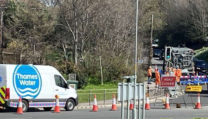 Thames Water was forced to close London Road in Greenhithe twice in one week last March