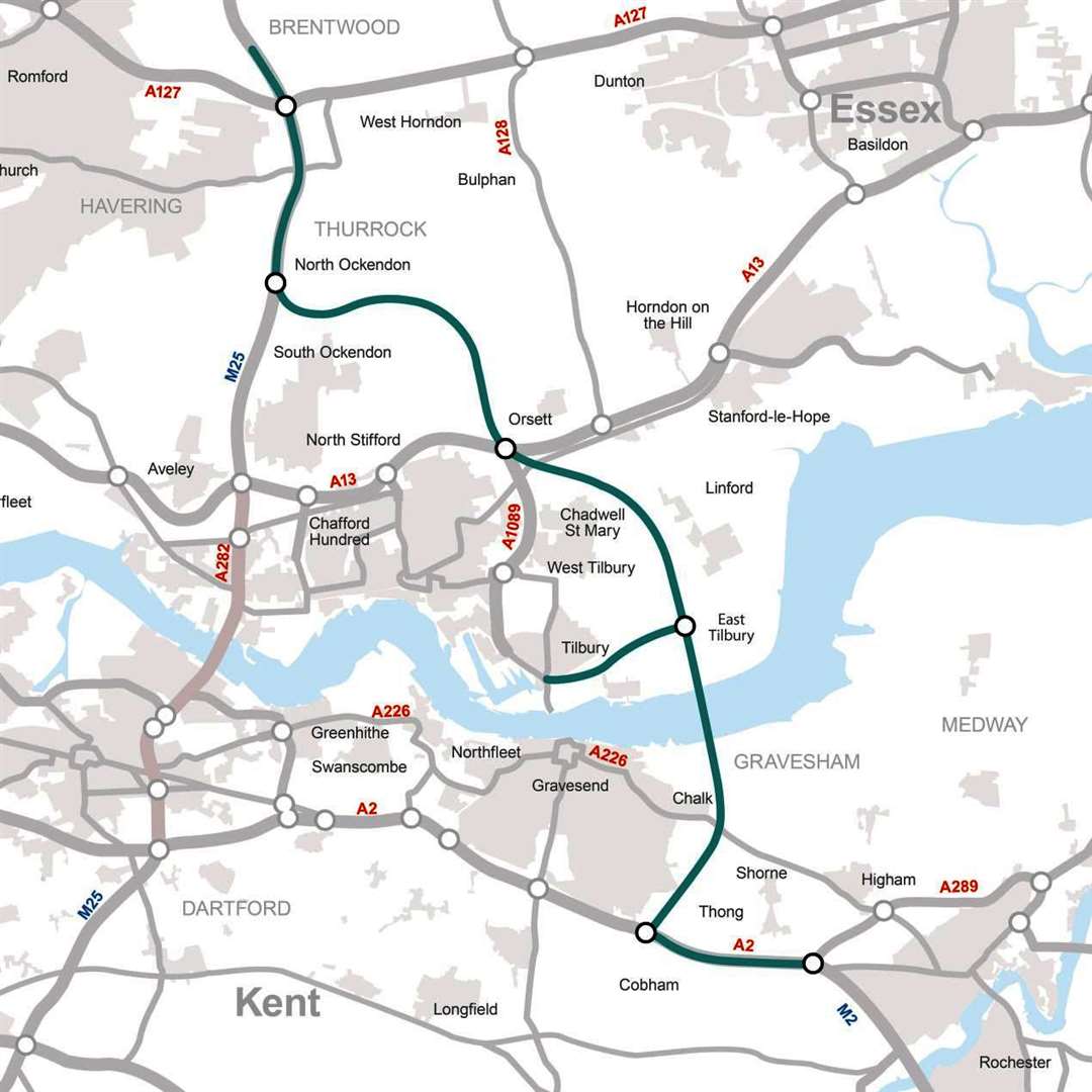 The route the Lower Thames Crossing will take (1220726)