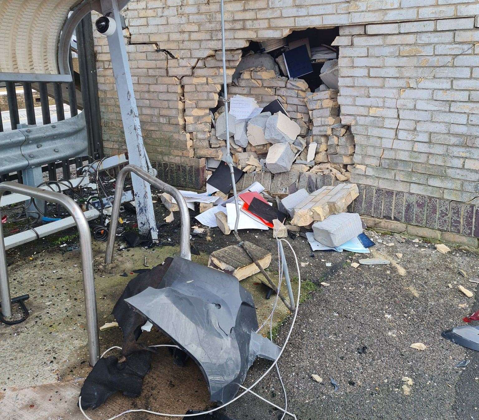 A vehicle has crashed into Rainham railway station. Picture: @BTPKent