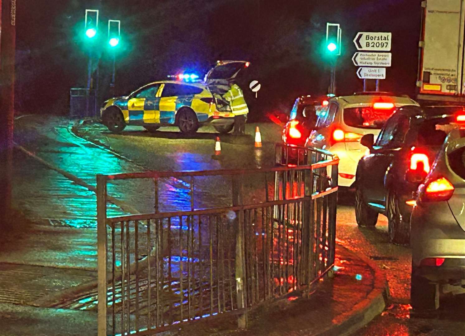 Police closed the road from the Bridgewood Manor roundabout