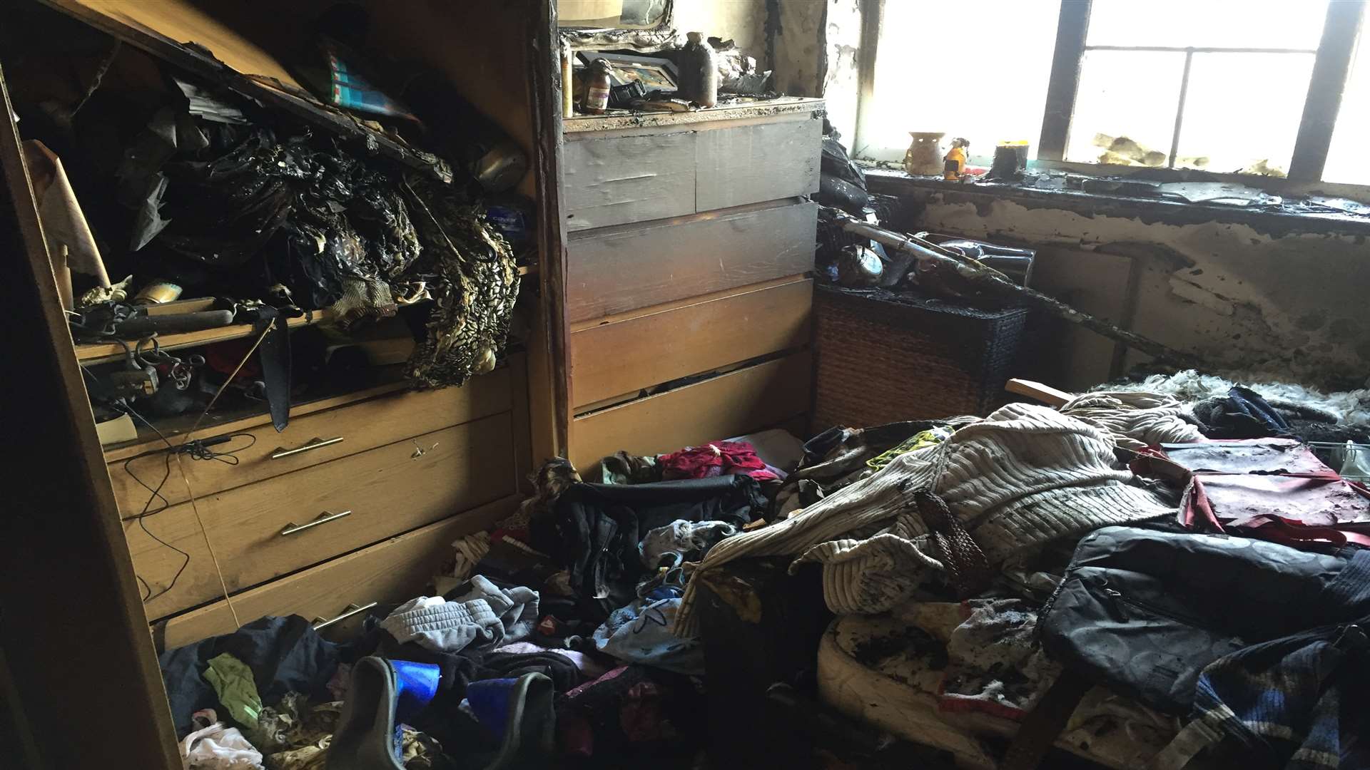 A fire ripped through the bedroom of the house