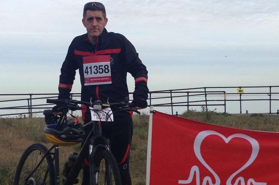 Matt Arnold during a British Heart Foundation charity ride, before his bike was snatched.