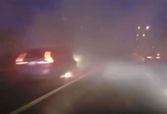 Car engulfed in flames on M2