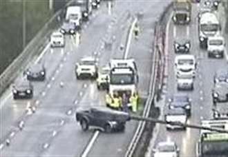 M20 closed after car and lorry collide