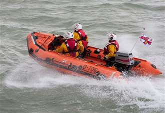 Dinghy blown two miles out to sea