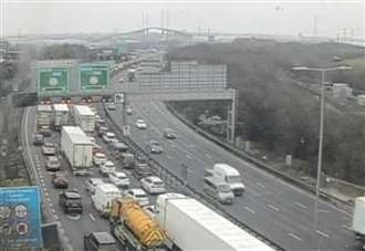 Six-mile queues on motorway as lorry and car crash