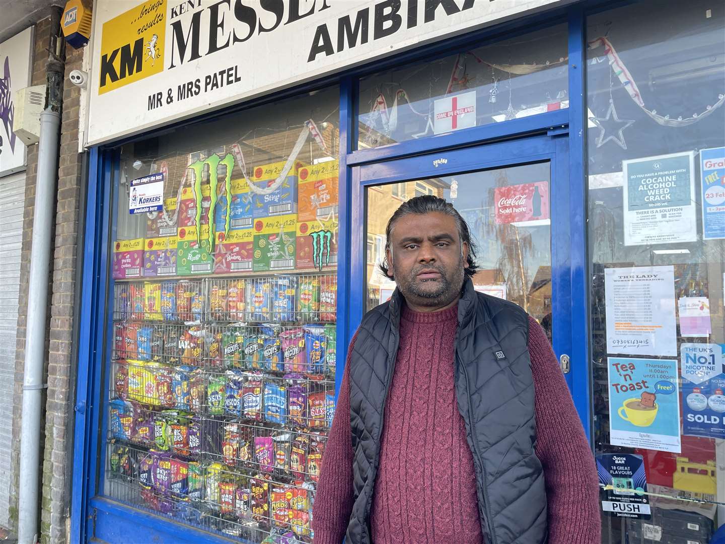 Umesh Patel, 49, from M&P News in Shepway, Maidstone, was left with a broken nose after chasing a suspected vape thief