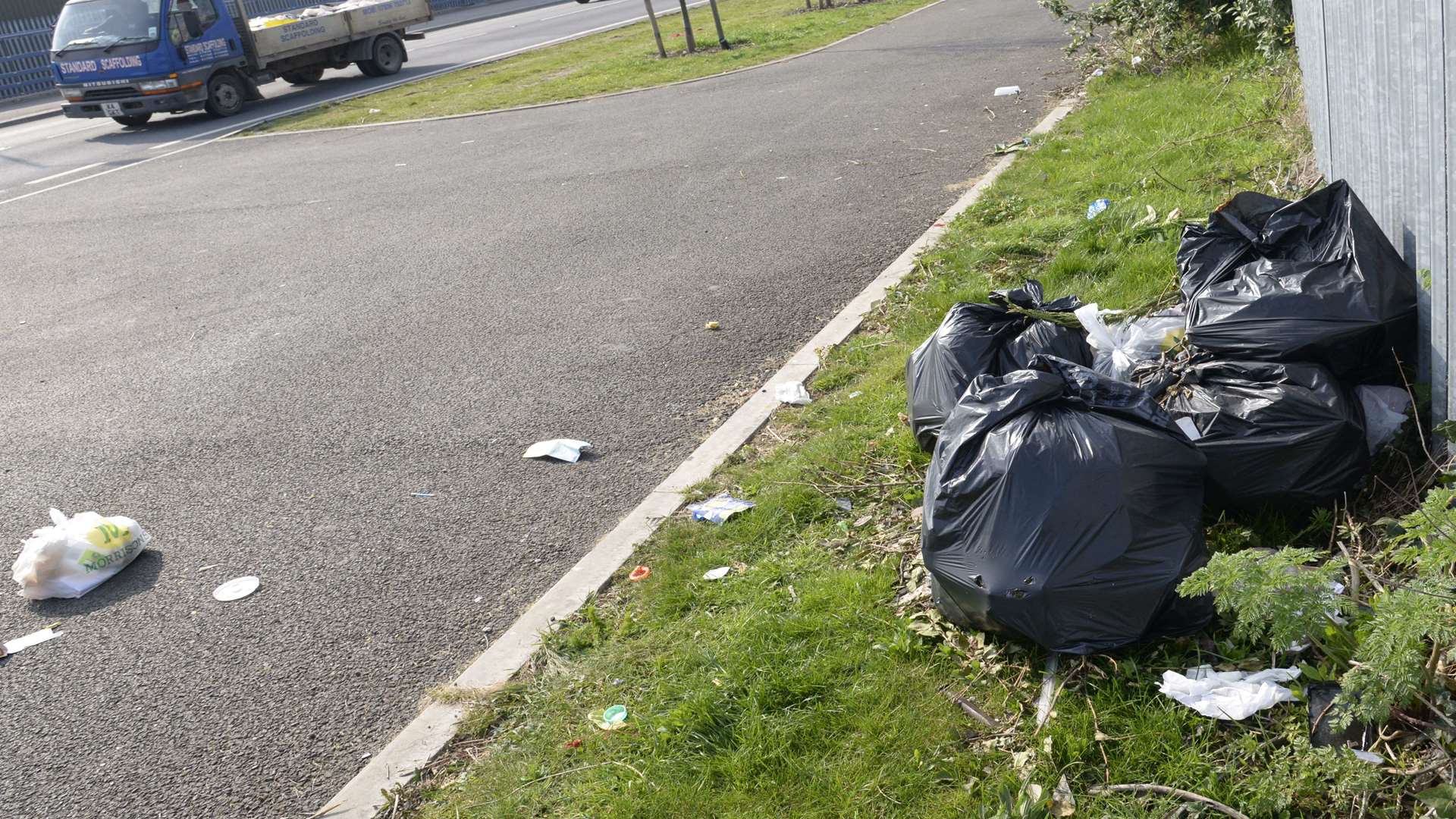 Rubbish bags dumped on Swale Way in Sittingbourne