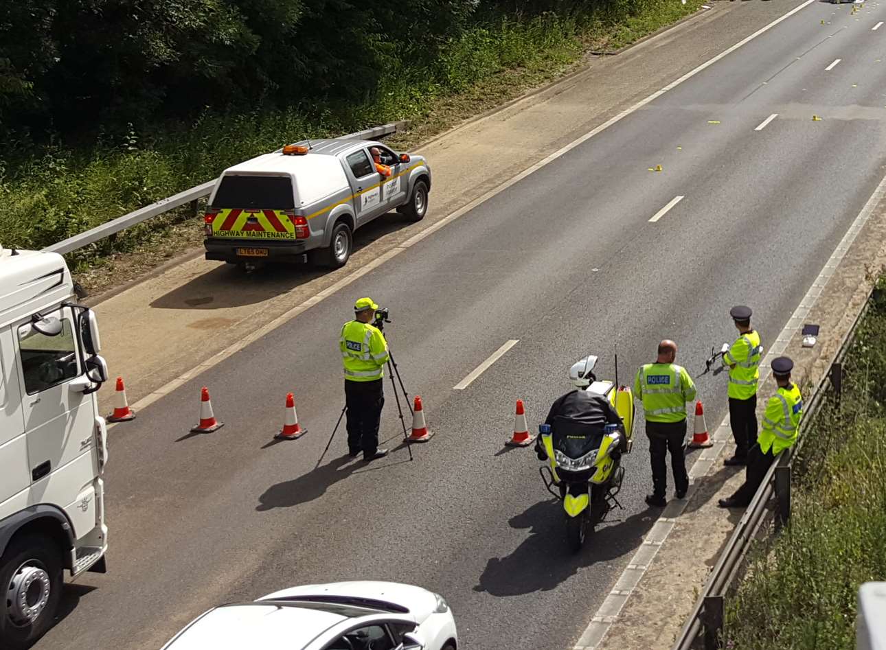 Emergency services at the scene of the crash. Picture: Dan Wright