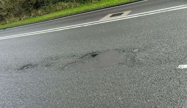 Kent County Council repaired the pothole near Folkestone the same day as the accident. Picture: Darren Crooks