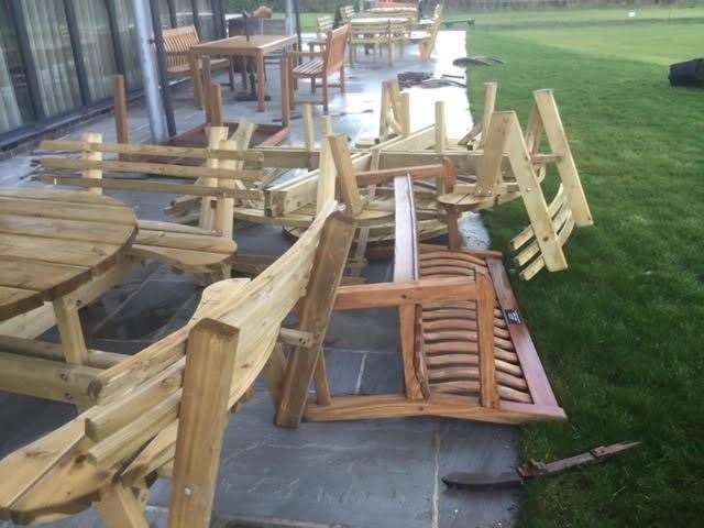 Vandals smashed up heavy wooden patio furniture at the golf club shortly before Christmas. Picture: Andy Selwood