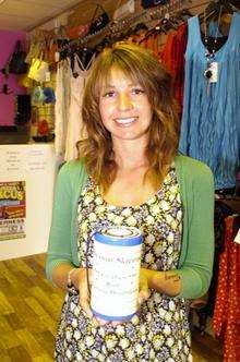 Jasmine Newbury with her collection box at Miss Kayley’s clothes shop