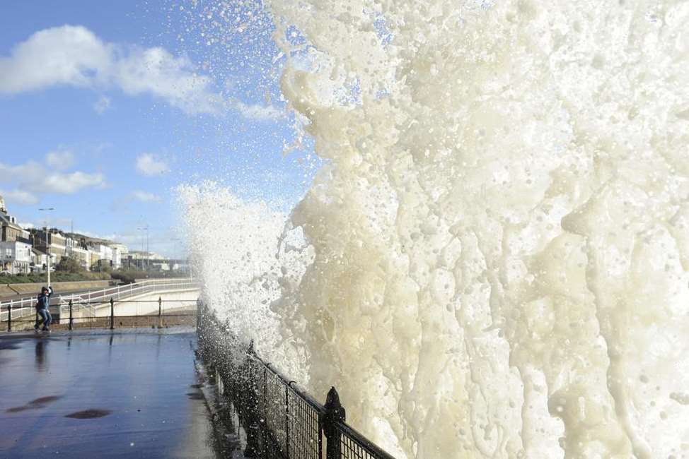 The storm caused powerful waves at Dover seafront. Picture: Tony Flashman