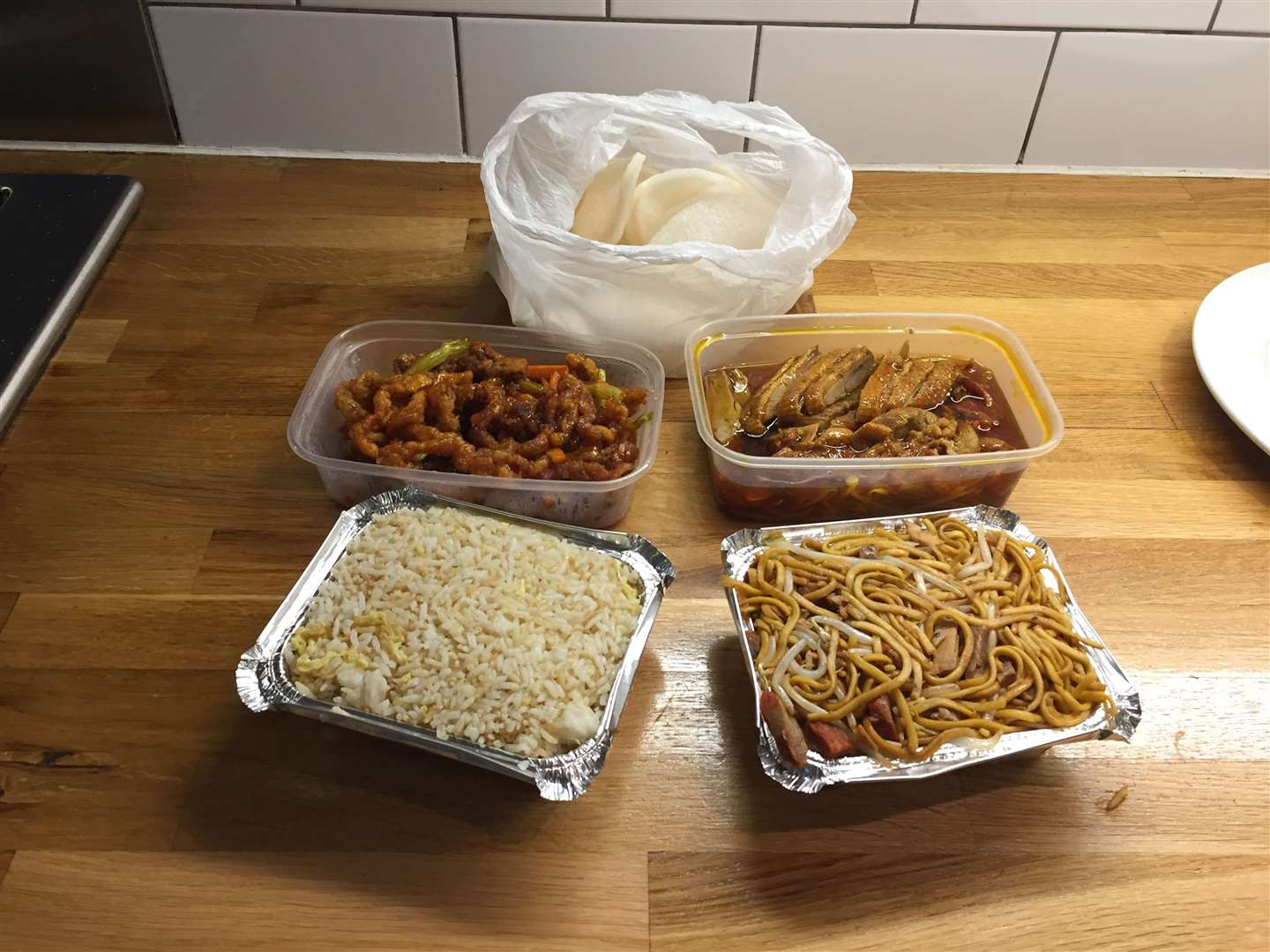 The selection of food I ordered from the Peking Express