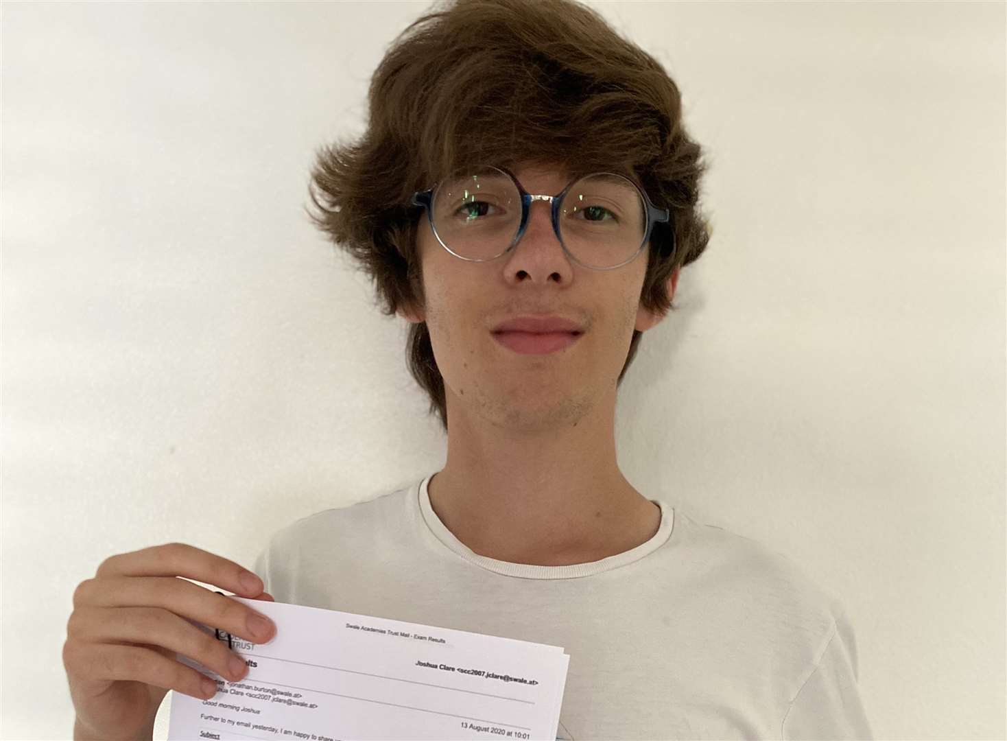 Josh Clare, from The Sittingbourne School, with his results - he'll now head to Oxford University