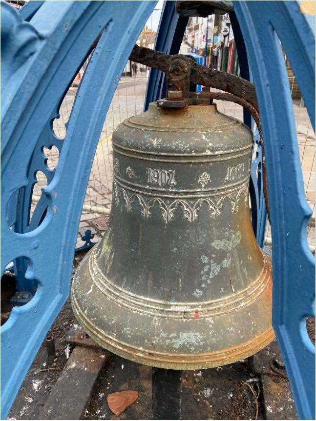 As it was, the old bell when it was removed from Sheerness clock tower in September. Picture: Smith of Derby